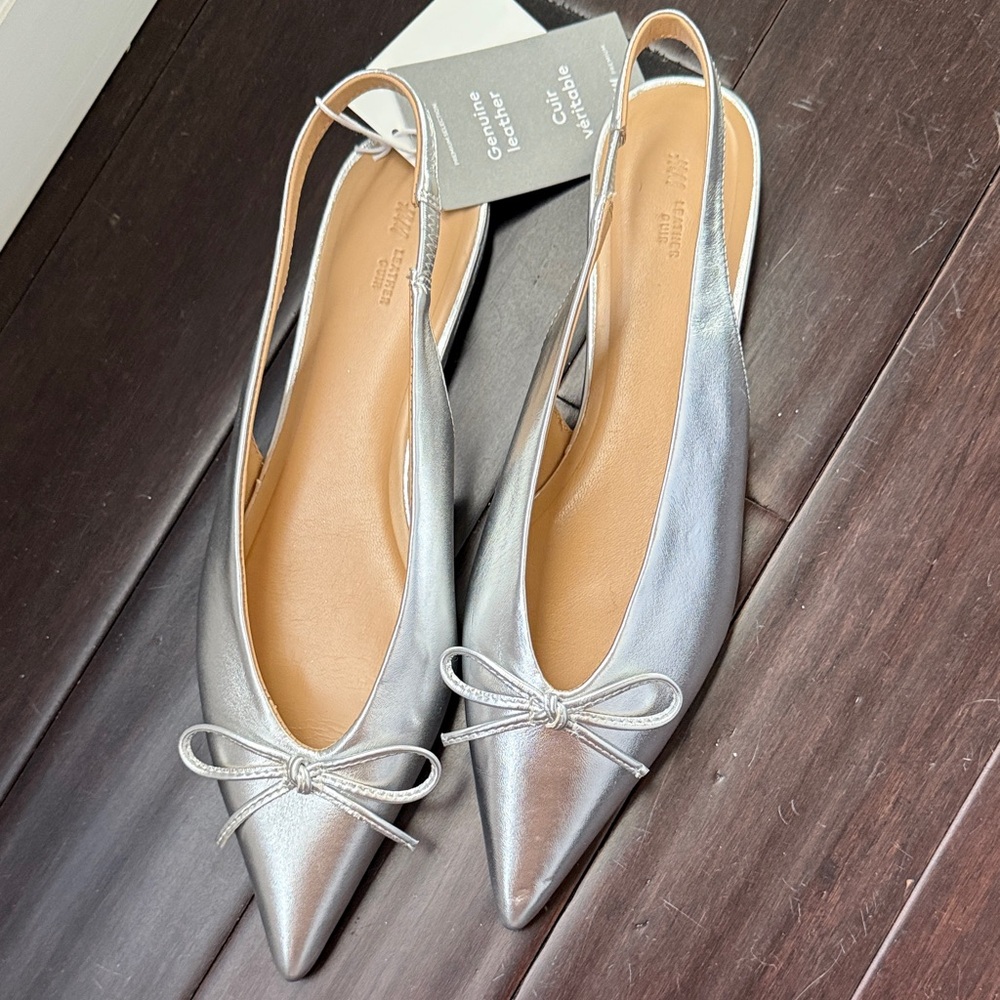 Silver Slingback Flats NWT